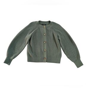 Banana Republic Sage Balloon Sleeve Button Down Knit Cardigan Sweater Size L